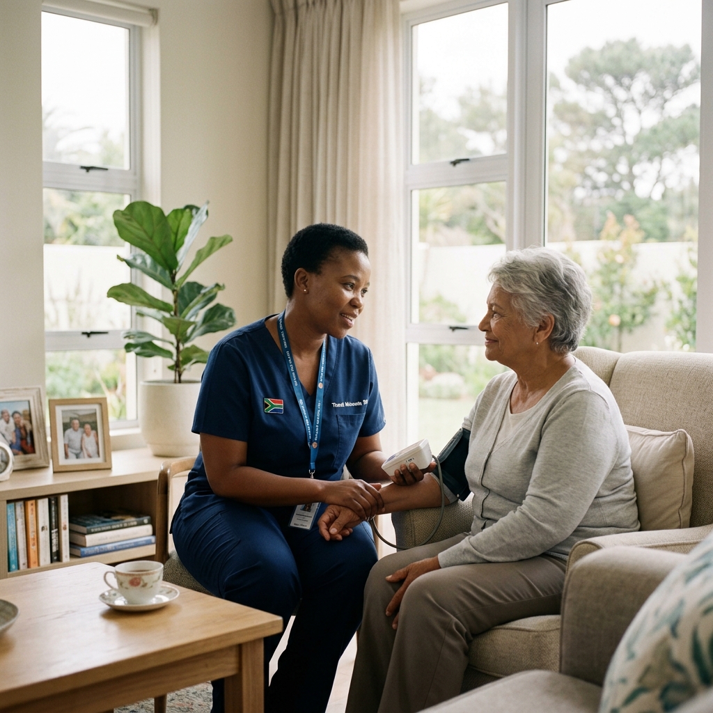 Nurse consulting with patient at home